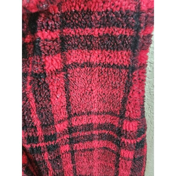 Talbots Red Buffalo Plaid Sherpa Vest Vintage Women's Medium - Picture 3 of 5